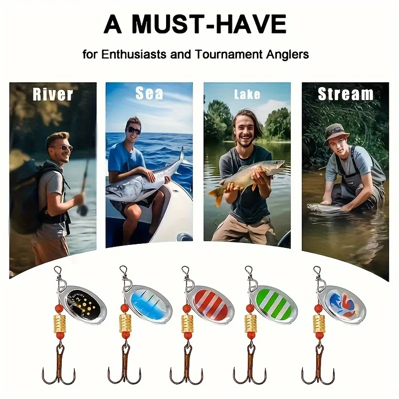 10 unids/set gota de agua cuchara de Metal Spinner señuelo de pesca con gancho Kit de cebo Artificial para agua dulce y salada - imagen 4