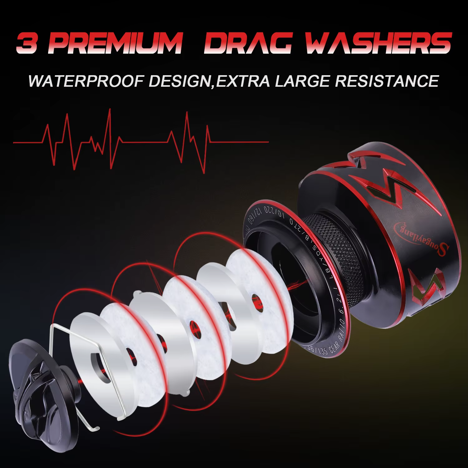 Sougayilang Carrete giratorio agua salada alta velocidad 10 kg - imagen 5