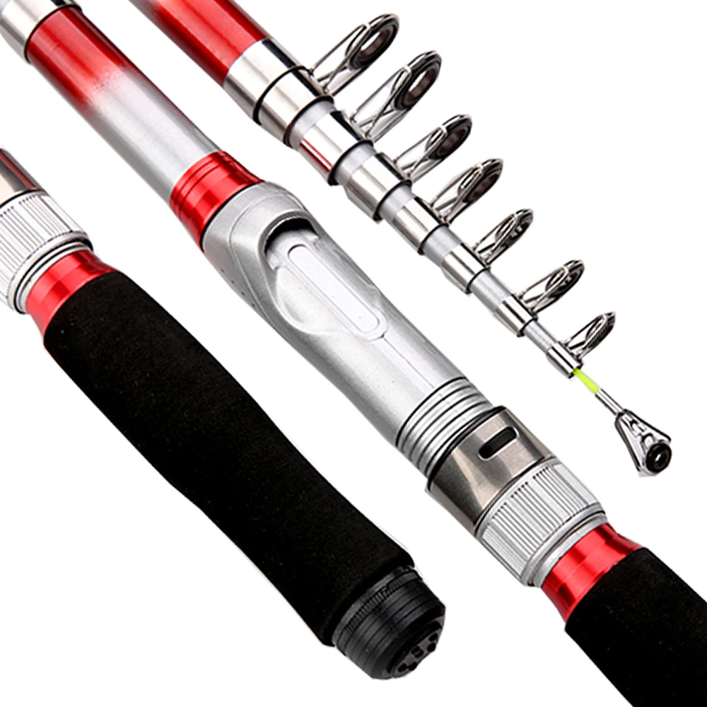 Cañas de pescar telescópicas de fibra de carbono, 1,8 m, 2,1 m, 2,4 m, 2,7 m, 3,0 m, 3,6 m - imagen 3