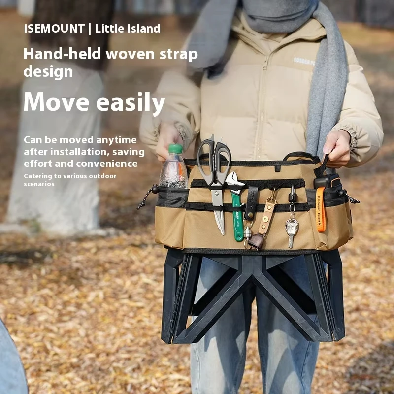 Taburete plegable táctico de tela Oxford para acampar al aire libre, cubierta protectora, Kit de herramientas portátil de expansión de mano, silla de pesca - imagen 3