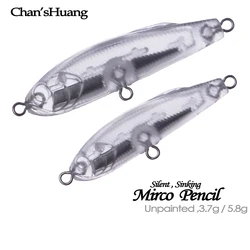 Chan'sHuang 30 Uds cebo en blanco sin pintar 3,7G/5,8G Mirco lápiz de hundimiento lento DIY señuelo de pesca Artificial