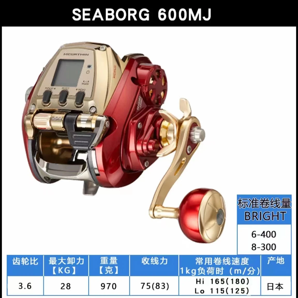 Carrete eléctrico Seaborg 500MJ – Fabricación japonesa para fondo - imagen 3