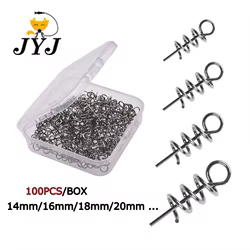 Anzuelo de pesca de todos los tamaños, pasadores centrales, cebo de pesca en espiral de acero, bloqueo de manivela de resorte para accesorios de pesca con señuelo de gusano blando