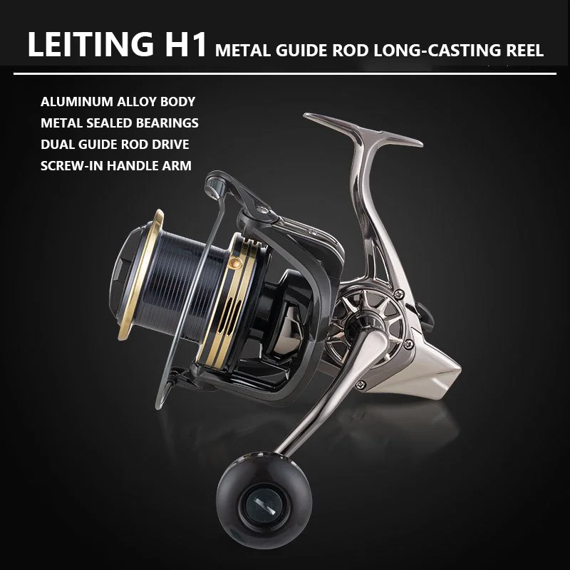 Carrete giratorio de Surf de fundición larga de Metal Mavllos H1, arrastre de 15KG, relación 4:1:1, protección contra la corrosión, carrete de pesca para barco de agua salada