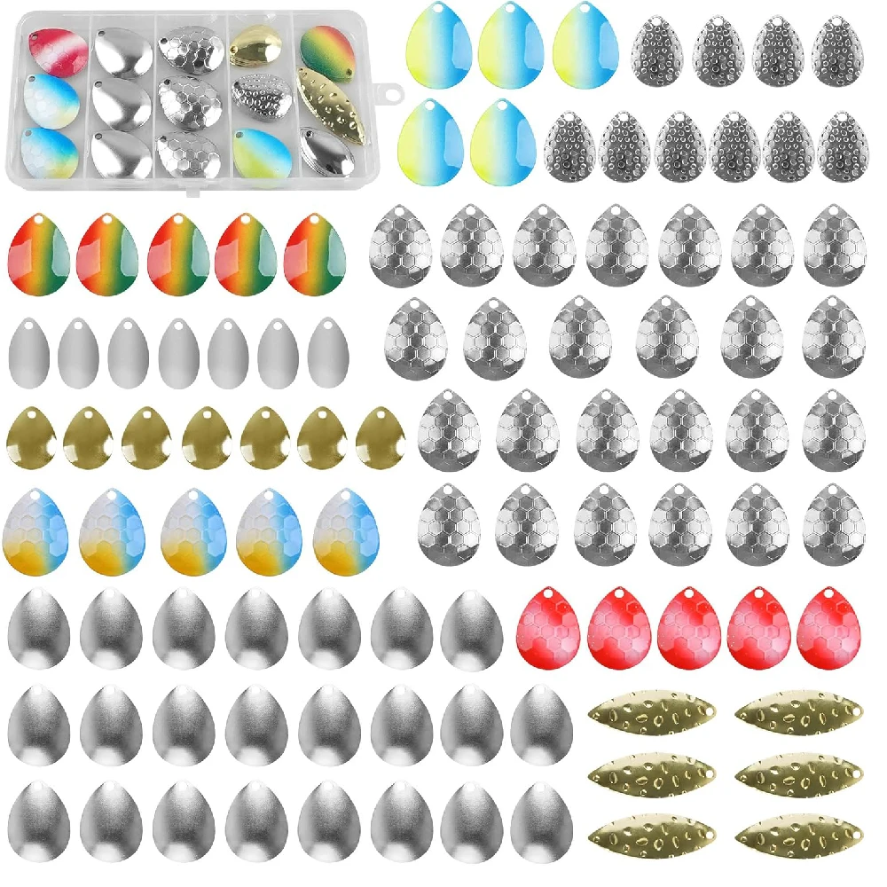 Kit de fabricación de aparejos Walleye, 100 Uds., DIY, señuelo de pesca Spinner, suministros de cebo, piezas, arnés sobre orugas, aparejos de cebo vivo, cuchillas de cuchara Colorado