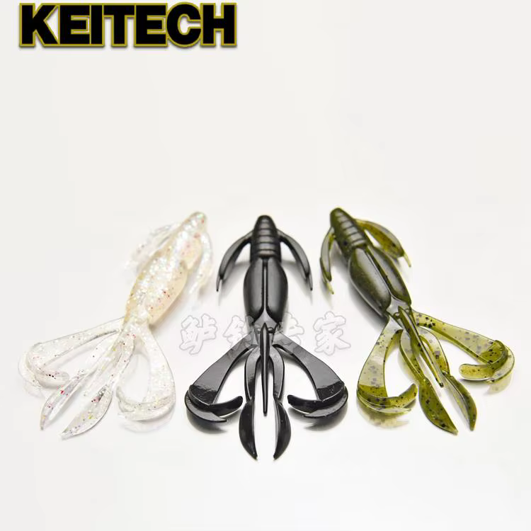 KEITECH-señuelo tipo camarón para lubina, cebo suave, grupo de pesca Texas, aleta loca - imagen 5