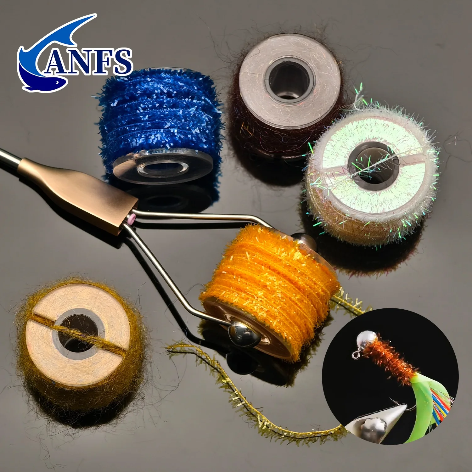 ANFS 5 piezas de materiales para atar moscas con caja, hilo para moscas DIY universal para ninfas, mayfly, serpentina, moscas de plantilla - imagen 5