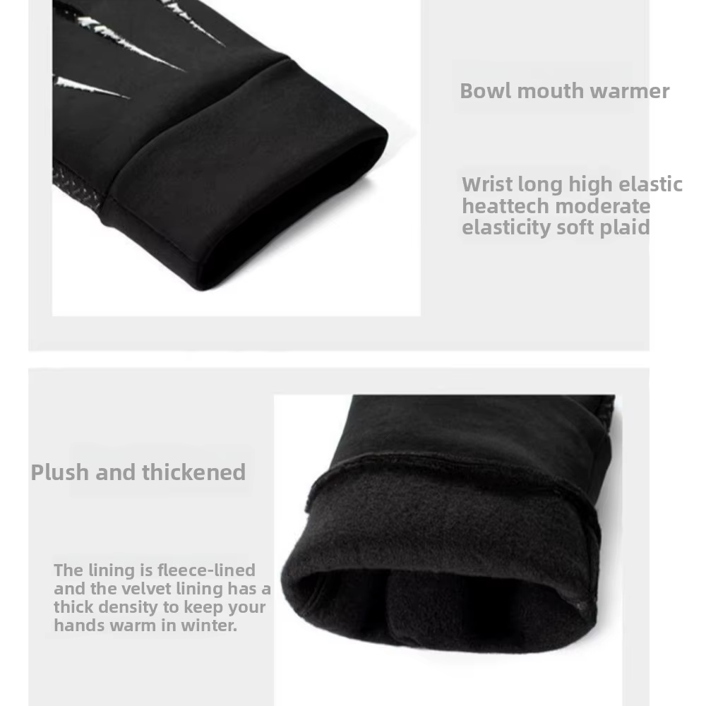 Guantes de invierno gruesos a la moda, guantes térmicos resistentes al viento y agradables para la piel, guantes de ciclismo impermeables con pantalla táctil para motocicleta - imagen 5