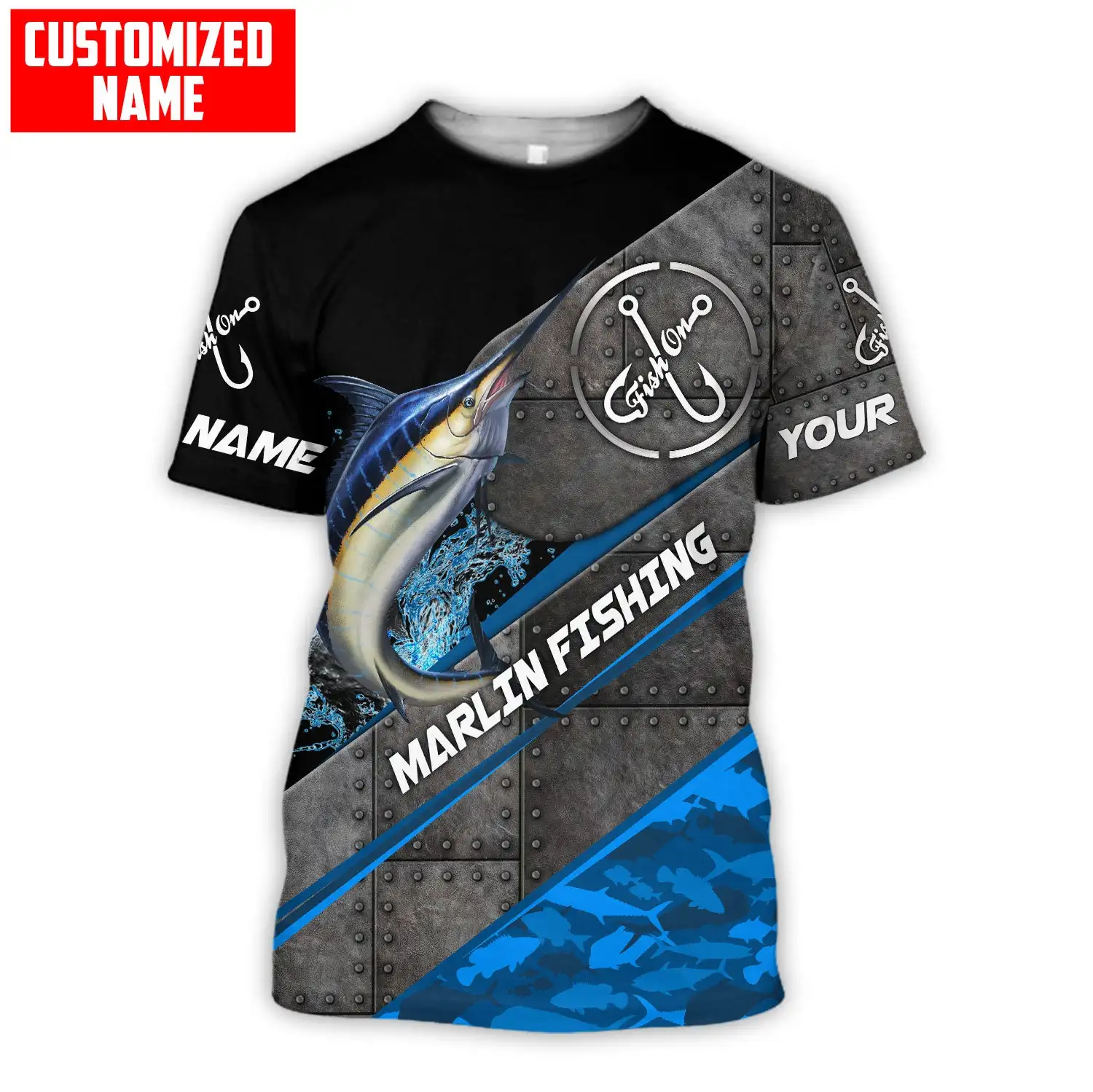 Camiseta de pesca de atún/Marlin para hombre, camisa con nombre personalizado, estampado 3D, fresca, de manga corta, informal, a la moda, de verano, TX249 - imagen 4