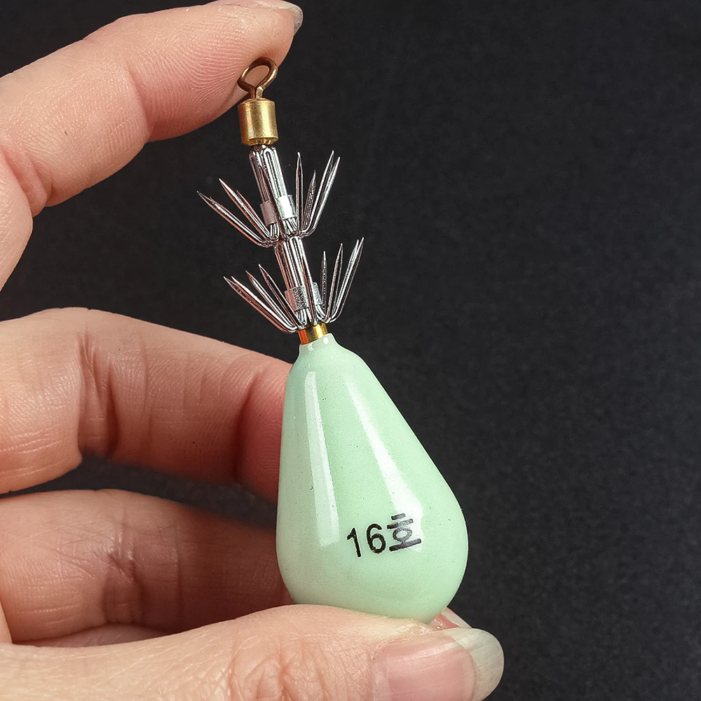 Señuelos de pesca con tubo de soplado luminoso, ganchos de gota de agua, anzuelos de calamar, anzuelos de tubo de soplado, anzuelos de pulpo, anzuelos de sepia, 12 garras, 2 uds. - imagen 5