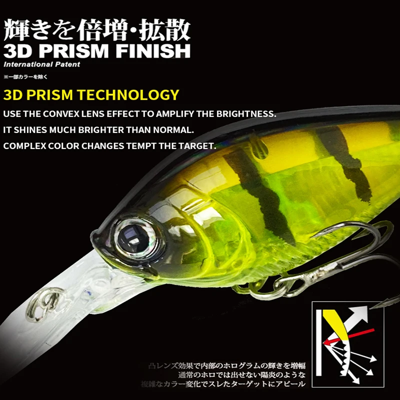 Señuelo de pesca Artificial con manivela, cebos duros de 6cm/13,2g, Crankbait, Jerkbait, Wobbler, aparejos de anzuelos triples, 1 piezas - imagen 4