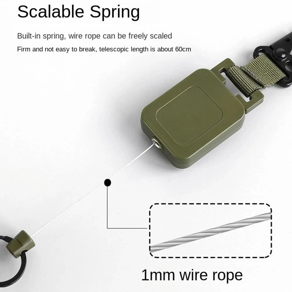 Hebilla de cuerda para llave antirrobo, hebilla para pesca al aire libre, cuerda para llave retráctil, llavero, cadena de cuerda de alambre de acero, herramienta multiusos - imagen 3