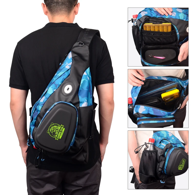 Nuevo bolso de hombro para pesca, bolso cruzado para deportes al aire libre, Señuelos de Pesca, caja de línea, aparejos de almacenamiento, bolsa impermeable con luces LED - imagen 5