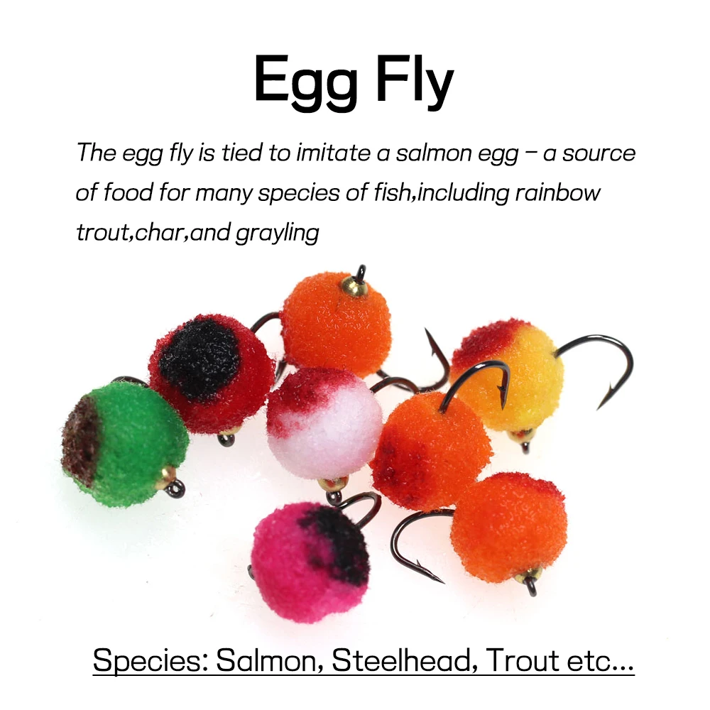 Bimoo-señuelo de pesca de cabeza de latón, cebos de cabeza de huevo, mosca #10, gancho, trucha, salmón, cabeza de acero, varios colores, 18 unids/caja - imagen 2