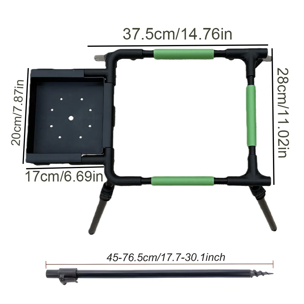 Cubo de cebo para pesca de carpa, 10L, con soporte telescópico ajustable (patas de 45-75cm), soporte para estación de cebo de 37,5x28cm, Ca duradero portátil - imagen 2
