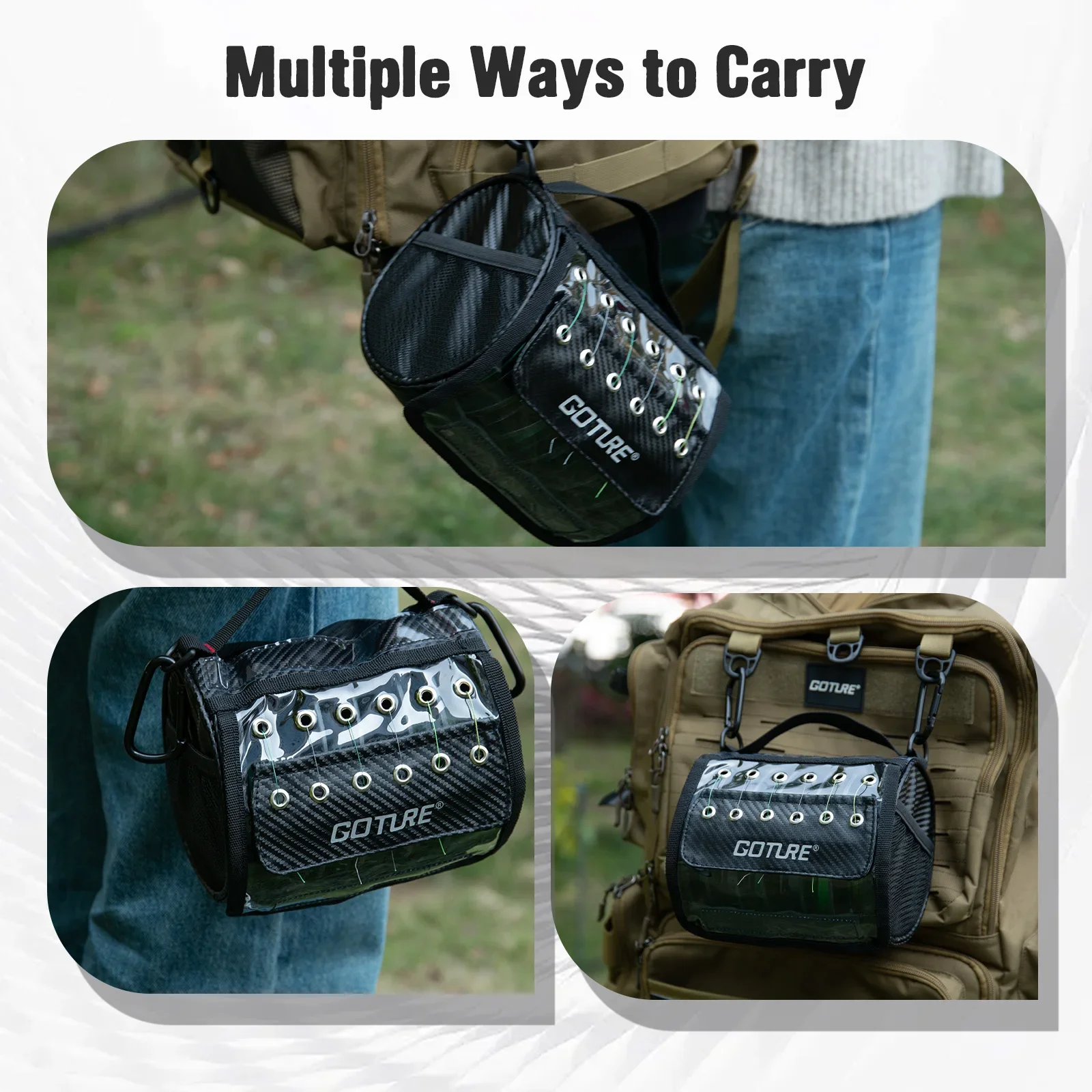 Goture-bolsa de sedal de pesca portátil, impermeable, 3/6 orificios de salida, aparejos de pesca ligeros para exteriores, bolsa de almacenamiento de señuelos, accesorios - imagen 4