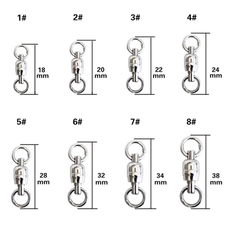 20 unids/lote como resistente ambos extremos rodamiento de bolas giratorio de acero inoxidable anillo sólido accesorios de pesca - imagen 4
