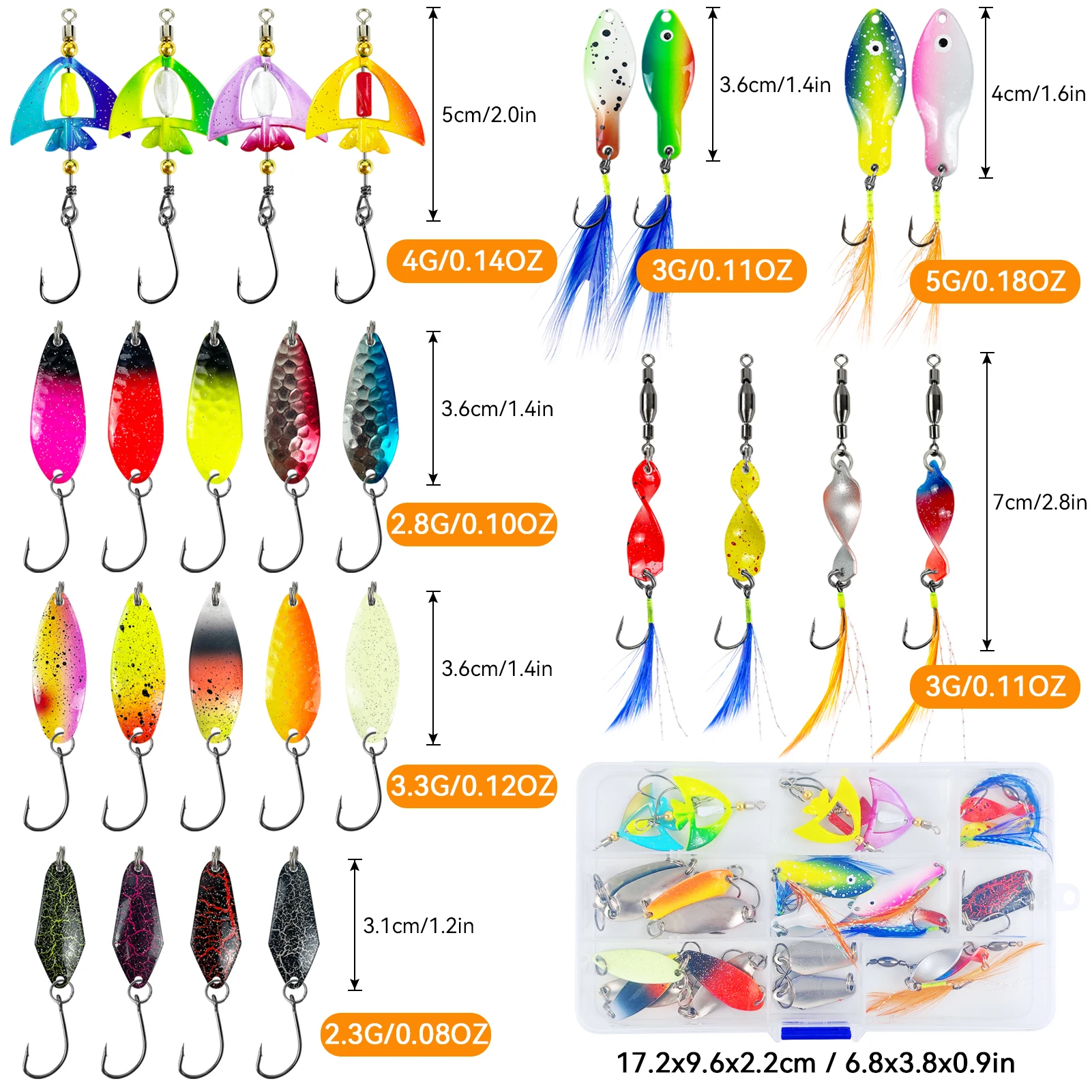 FREE FISHER Señuelos de cuchara giratorios con lentejuelas – lubina - imagen 3