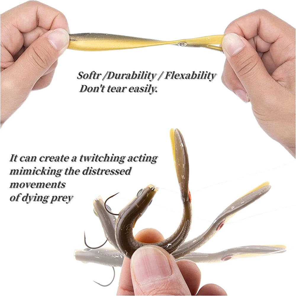 FTK-Uds de simulación de cebo para pesca biónico suave, cebo de natación de hundimiento lento, gusanos vivos de agua dulce, 4 cebos de locha, 7cm, 10cm - imagen 4