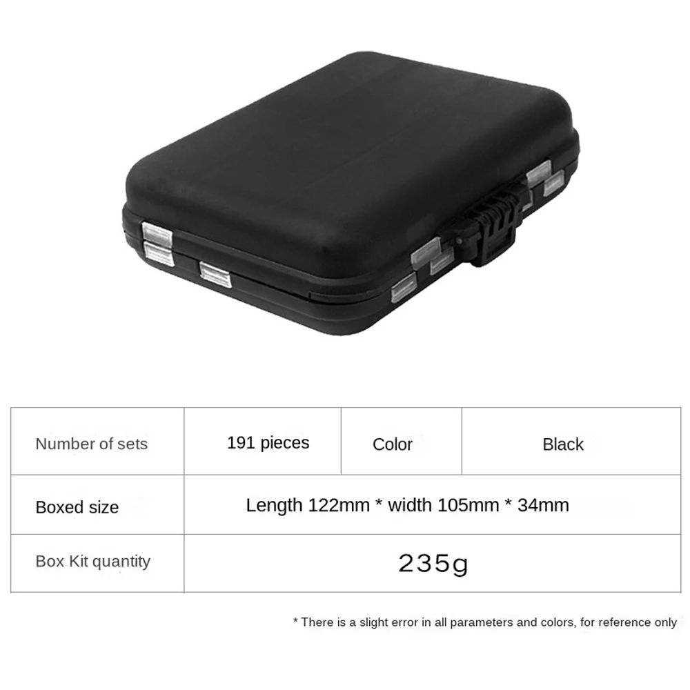 Descubra el kit de caja negra compacta y versátil de 191 piezas diseñado para un almacenamiento y organización eficientes