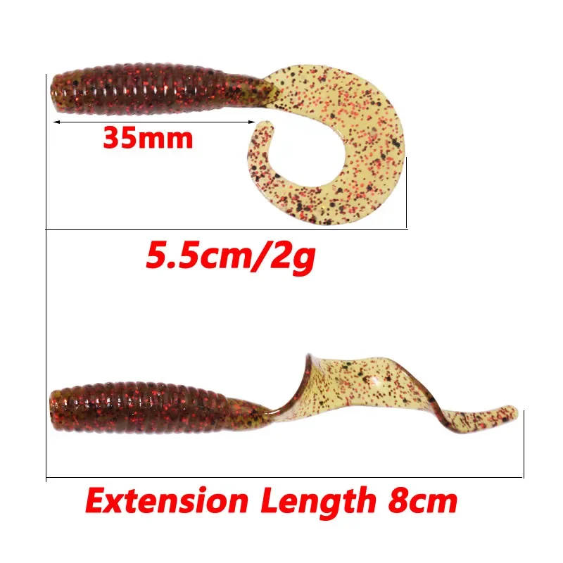 10 pcs camarón olor gusanos de silicona señuelos blandos 5,5 cm 2 g jig wobblers señuelos artificiales de cola larga para la pesca de la lubina trucha carpa aparejos de pesca - imagen 4