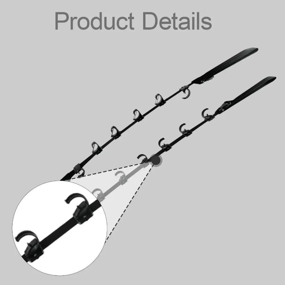 Soporte para caña de pescar de coche de 6 posiciones, diseño duradero, diseño antideslizante, soporte con Clip, correas de goma de alta elasticidad - imagen 4