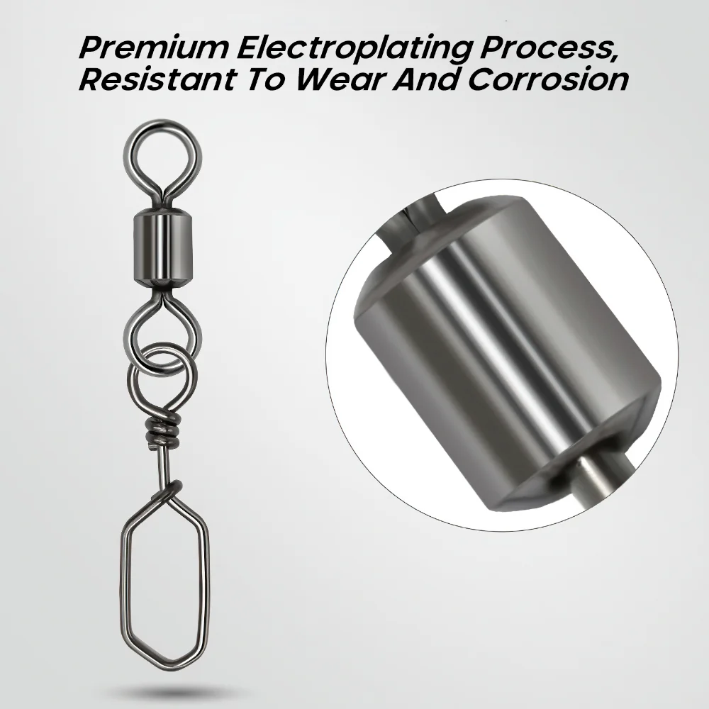 Goture 50 unids/lote giratorios de pesca giratorios de doble rodamiento de alta velocidad rotación Flexible accesorios de pesca giratorios de acero inoxidable - imagen 5