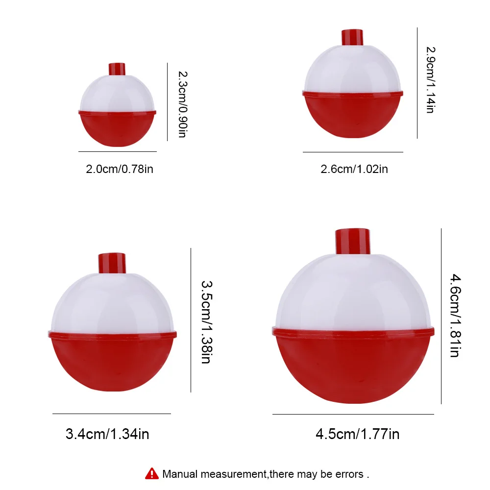 FTK 8 unids/set Bobbers de pesca ABS duro rojo/blanco mezcla de tamaños Slip Bobbers botón de empuje boya redonda flotadores accesorios de aparejos de pesca - imagen 4