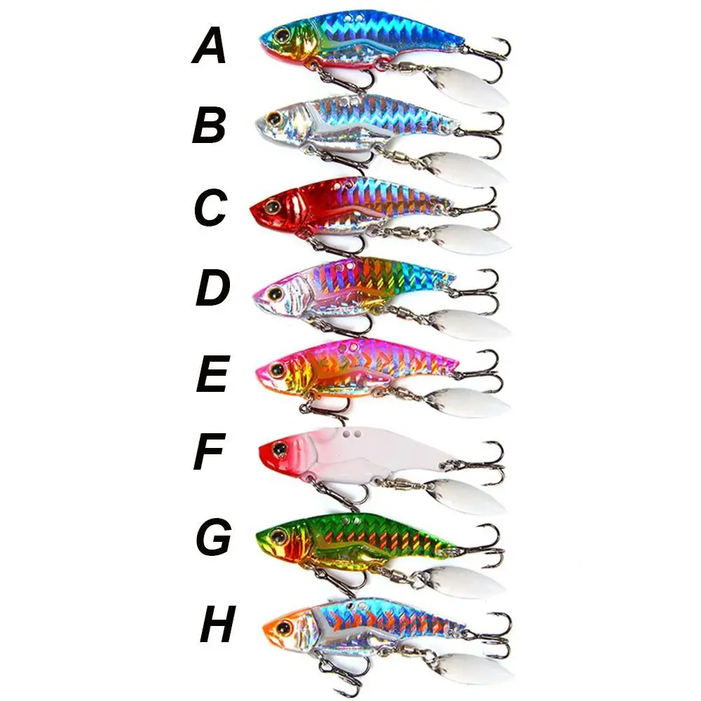 Cebos giratorios con vibración vívida, anzuelo de lubina, 3D, plantilla de ojo, rebanada de Metal, cuchara de fundición de plomo, señuelo de Pesca, Señuelos de Metal VIB - imagen 4