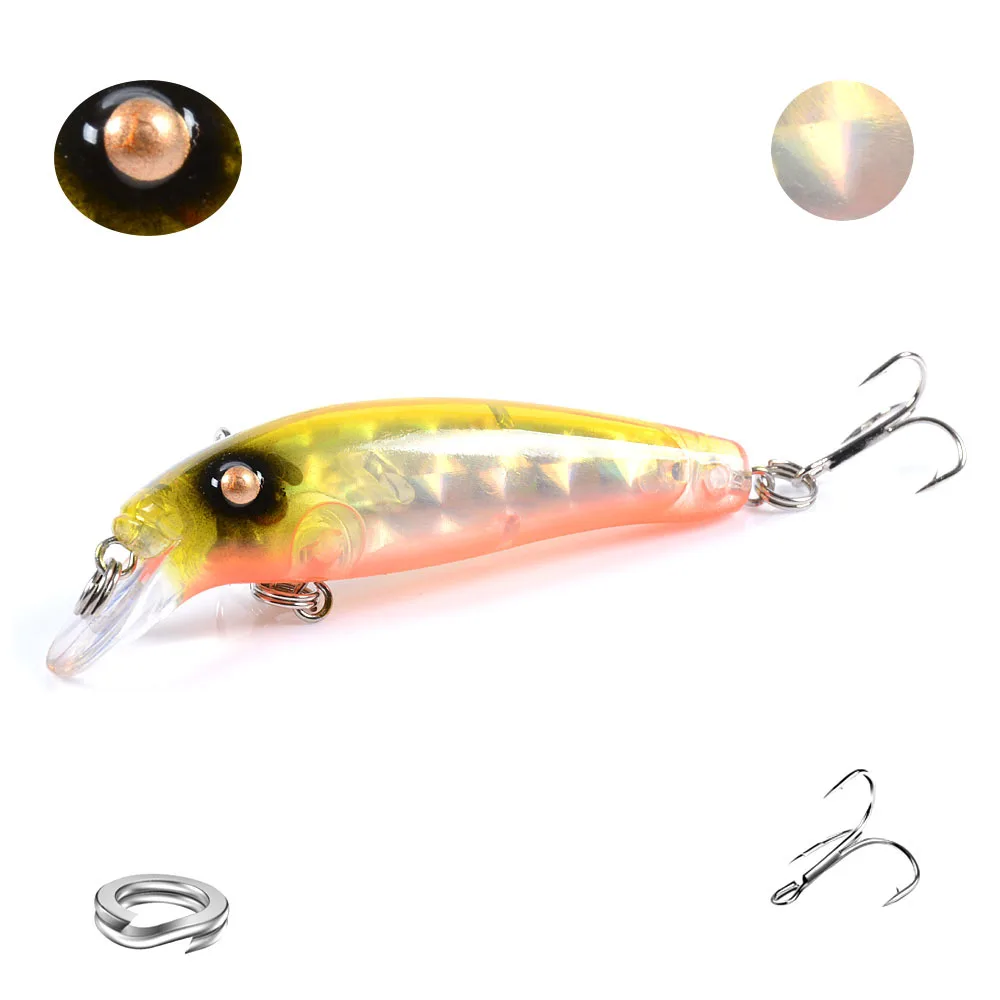 Señuelos de Pesca Jerkbait pececillo flotante, 70mm, 6,5g, Wobbler láser, cebo duro Artificial de fundición larga, accesorios para aparejos de Pesca de trucha - imagen 4