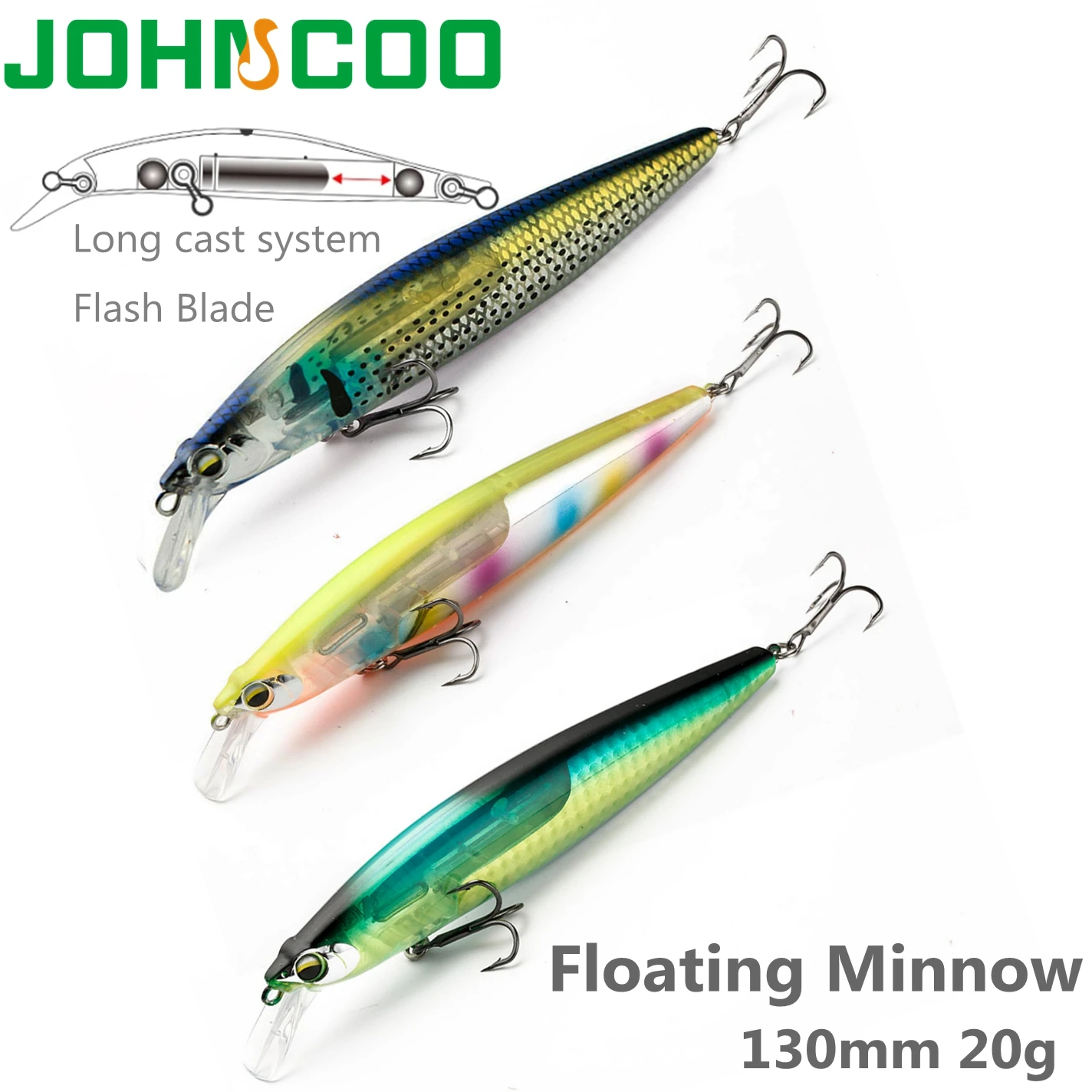Señuelo de pesca flotante Minnow 130mm 20g Flash Blader Wobbler cebo duro de fundición larga para Lucio - imagen 2