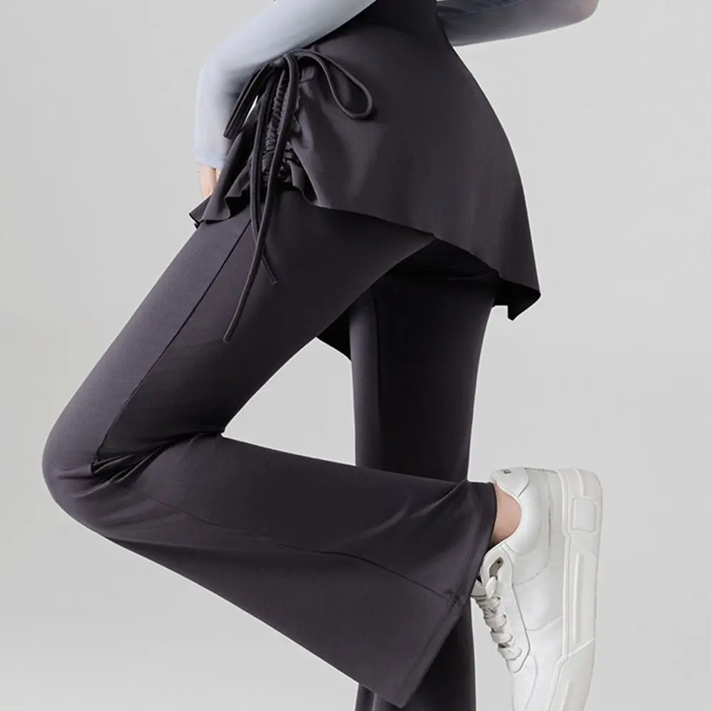 Pantalones yoga acampanados efecto piezas con cordón anti-transparencia - imagen 2