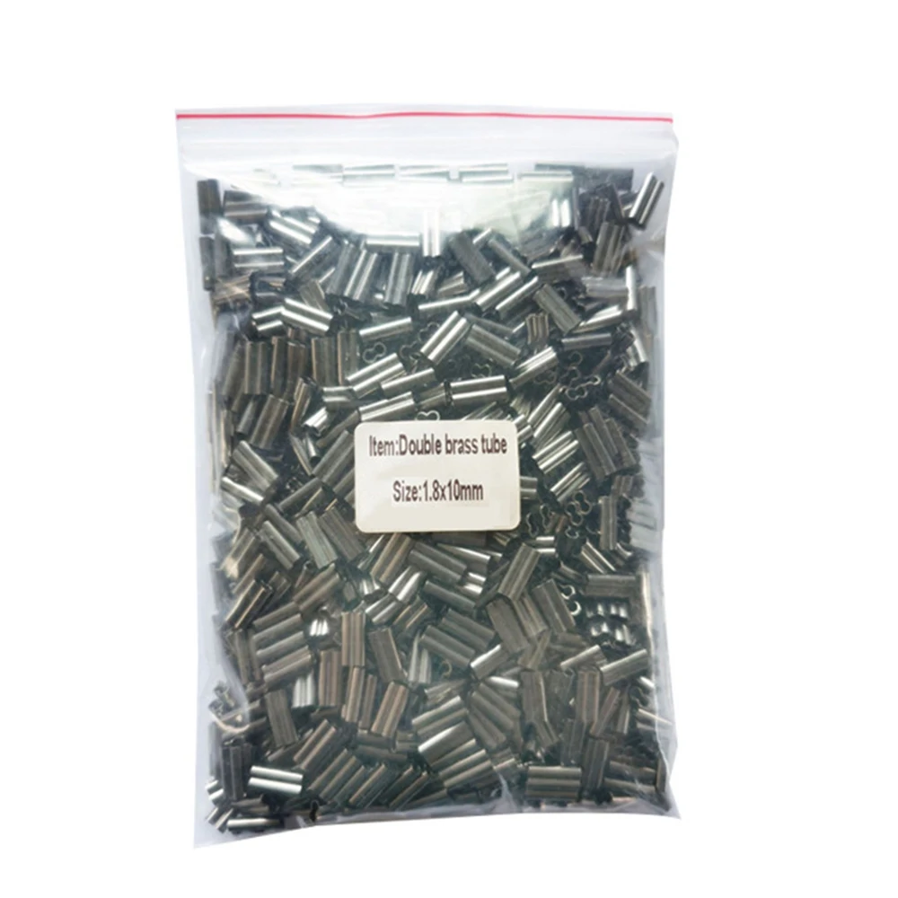 100 Uds. Conector de prensado de alambre líder de tubo de manga de barril doble de latón accesorios de anzuelo de Pesca de carpa Pesca