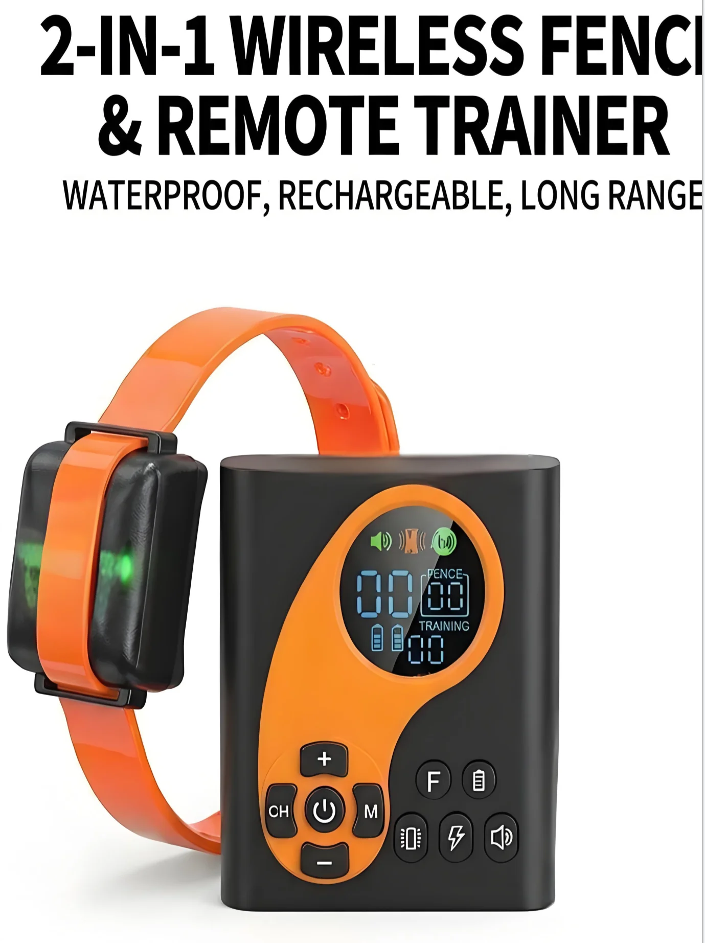 Valla eléctrica para perros inalámbrica con entrenador remoto, sistema de entrenamiento para mascotas 2 en 1, Collar de choque impermeable para perros, Control antiladridos