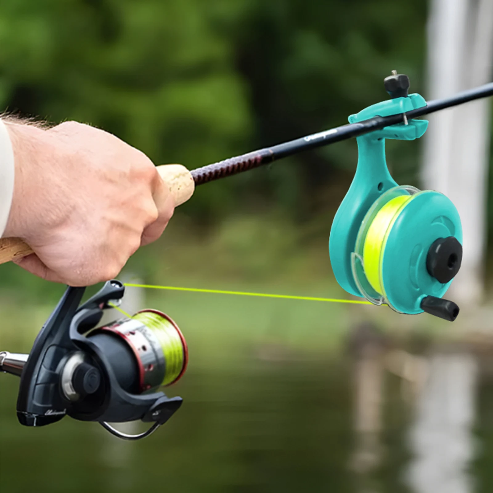 Carrete de sedal de pesca para Baitcasting, carrete giratorio de plástico ABS, máquina enrolladora de sedal, carrete, herramientas de aparejos de pesca