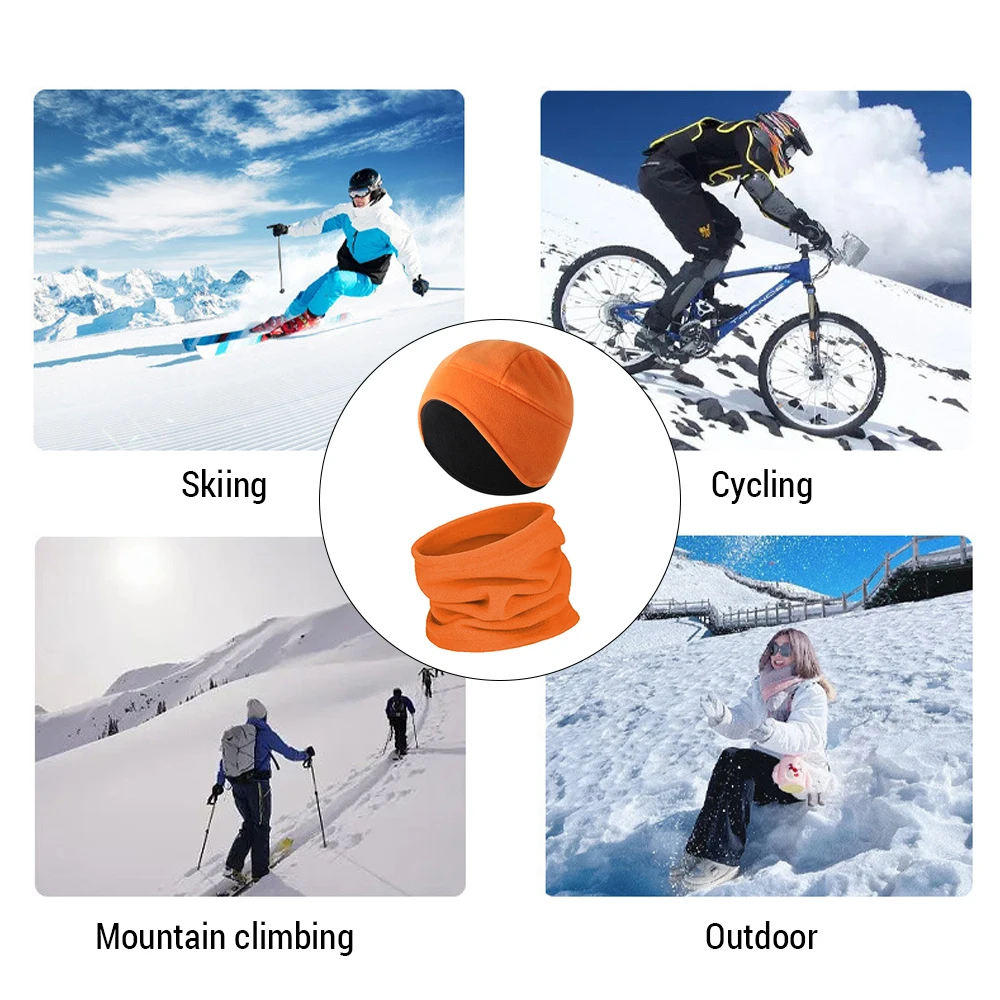 Conjunto de gorro y bufanda de invierno a prueba de viento, gorro de calavera de esquí, calentador de cuello, polaina, bufanda facial - imagen 4