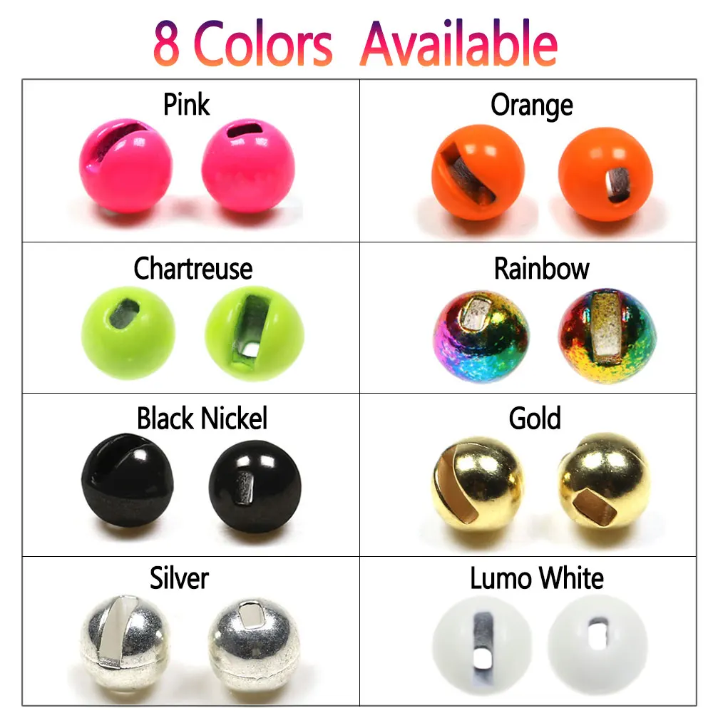Bimoo 20 piezas 2,5mm ~ 5,5mm cuentas de aleación de tungsteno ranuradas Material de atado de moscas para Jig Ninfa hundimiento rápido mosca húmeda trucha Señuelos de pesca - imagen 3