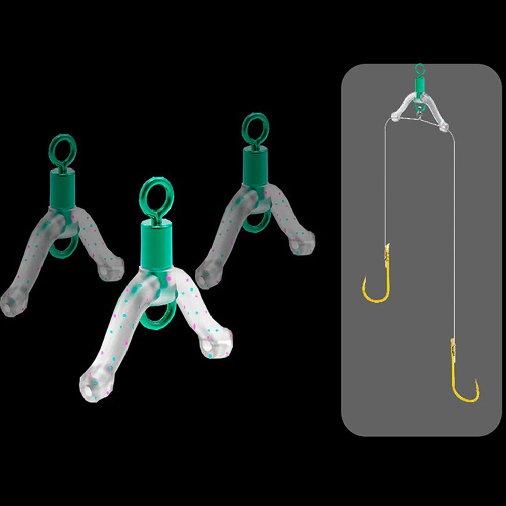 Línea de pesca plana antienredos, bifurcación espacial, dispositivo Contactor de ocho tipos, accesorio de pesca, herramienta de atado, gancho doble, 10 Uds. - imagen 4