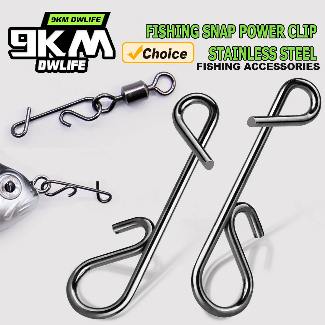 9KM 50-200 Uds pesca Snap Power Clip de acero inoxidable cambio rápido señuelo línea conector alta resistencia agua salada agua dulce