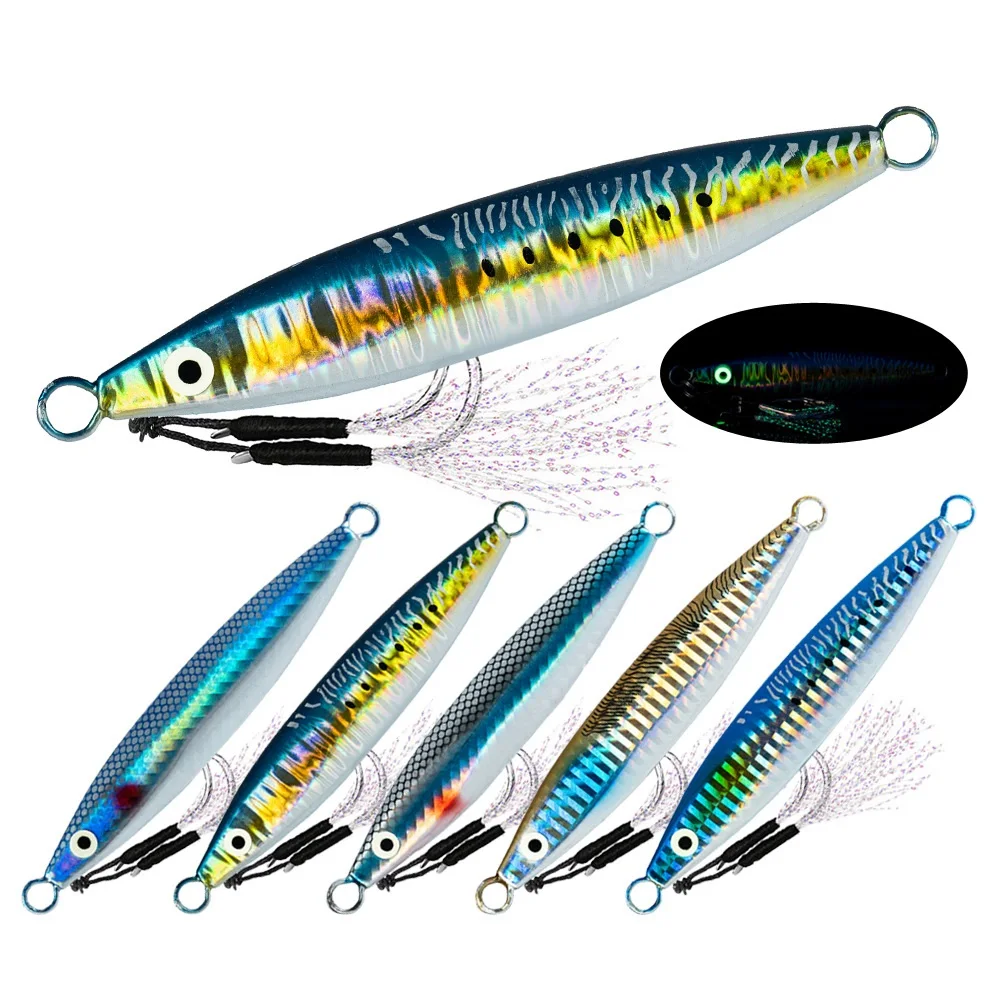 Señuelo de lubina, plantilla de fundición Jugular, 10g30g40g60g100g, atún, señuelos de fundición larga, cebo Artificial giratorio, cuchara, pesca de lubina de agua salada