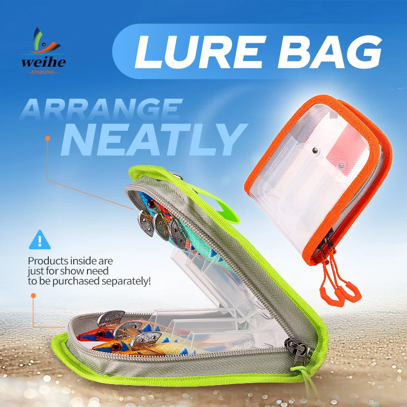 WEIHE, 1 unidad, bolsa de almacenamiento de equipo de pesca con señuelo, paquete de camarones de madera de seis rejillas, bolsa de cebo con señuelo, organizador de accesorios de pesca - imagen 3
