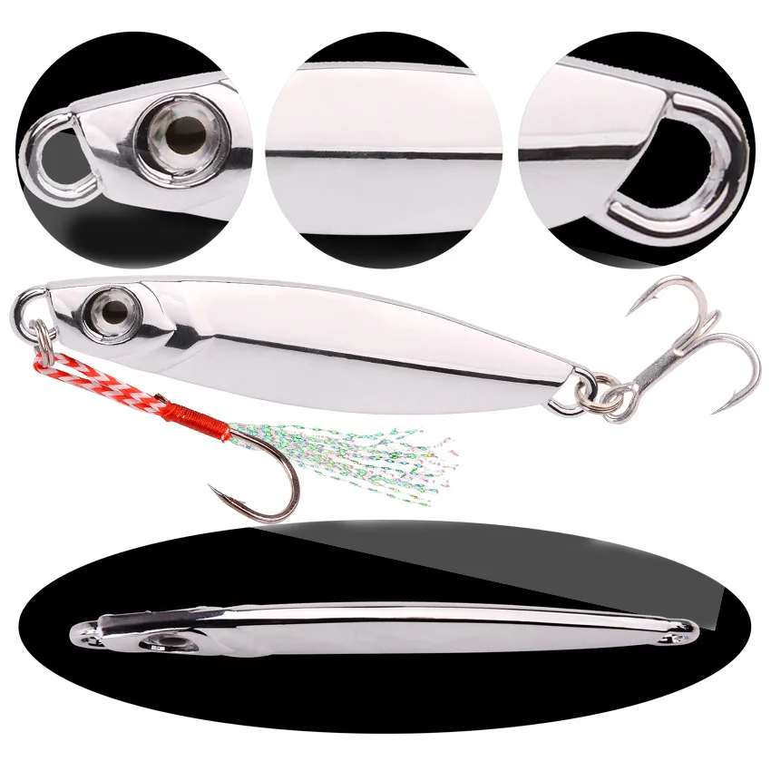 Señuelo de pesca Jigging de Metal chapado, cebo de fundición Artificial, cebo de lubina de caballa, cuchara plateada de agua salada, 7g, 10g, 15g, 20g, 30g, 40g - imagen 5