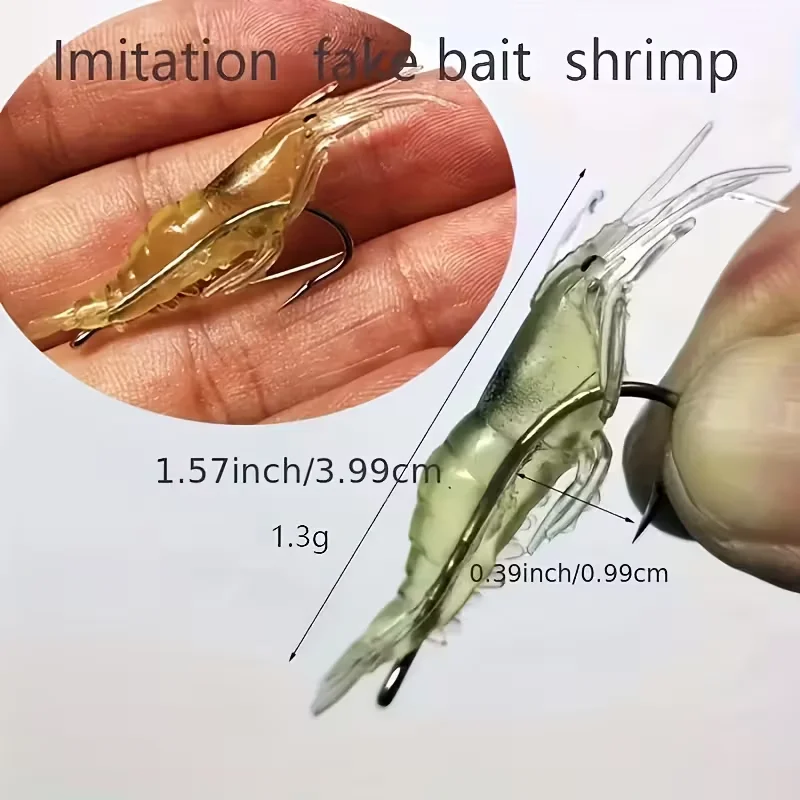 Cebo Artificial de silicona para camarones luminosos, simulación de gambas suaves con ganchos, Wobbler de carpa para aparejos de pesca, señuelo de carpa, 10 Uds. - imagen 2