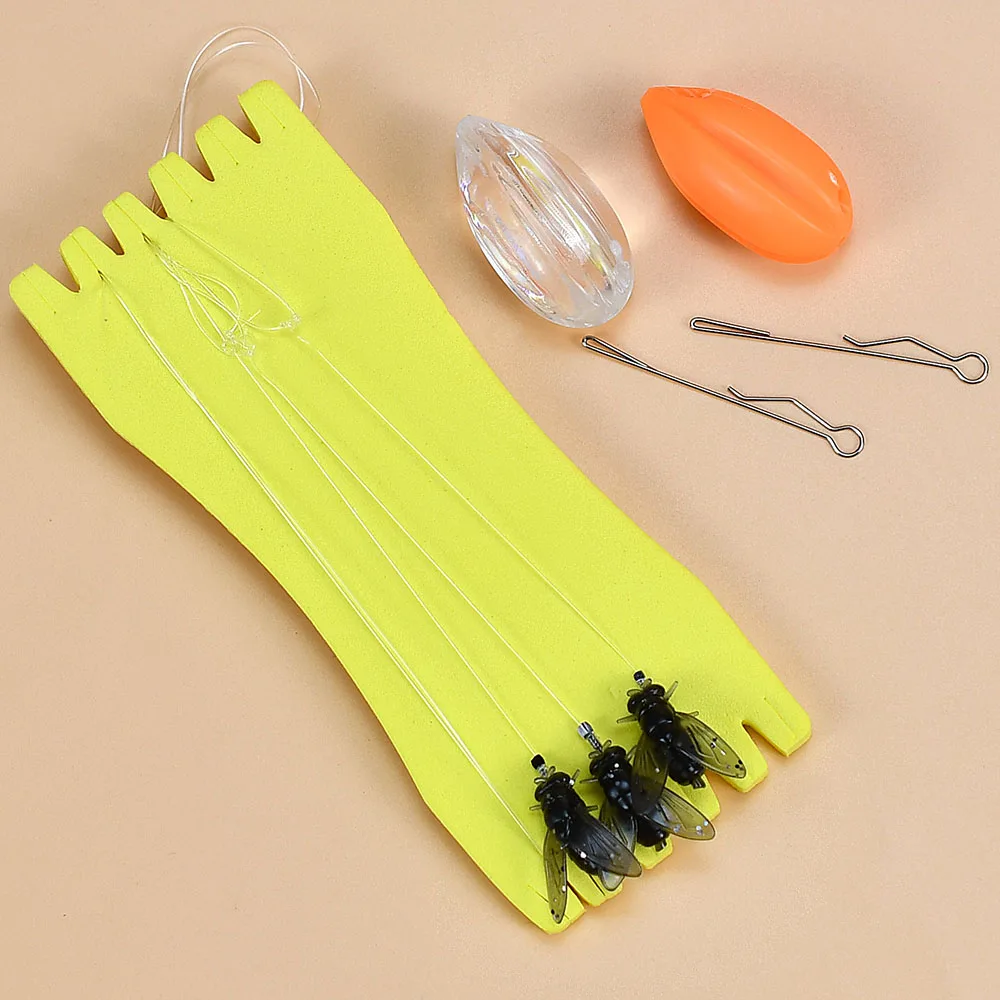 3 ganchos antienredos, línea de cebo para moscas, tarjeta de grupo, cuerda para moscas, señuelo de pesca, cebo falso, anzuelo para moscas para deportes al aire libre - imagen 5