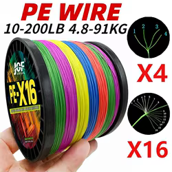 Línea de pesca de PE multifilamento X4/16 hebras trenzada 300M Hollowcore alambre de seda cruda 10-200LB cable de pesca de agua salada súper fuerte