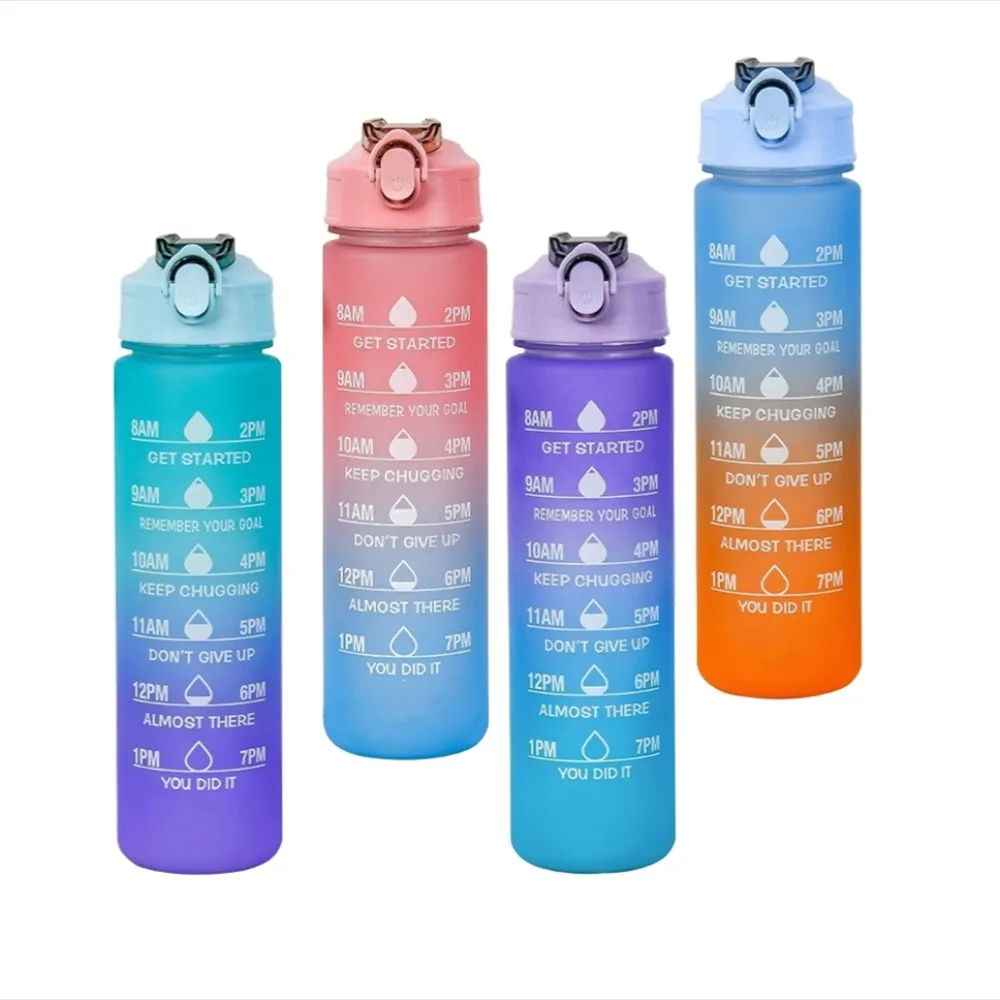 Taza de plástico para deportes al aire libre, gran capacidad, 750mL, cubierta de rebote, boquilla de succión, taza espacial, botellas de agua - imagen 2