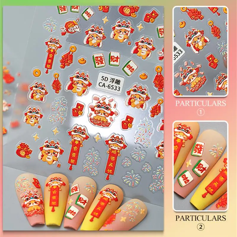 Pegatinas de uñas en relieve 5d resistentes al desgaste, alta calidad Natural, fácil de usar, diseño de moda, pegatinas decorativas para uñas impermeables - imagen 5