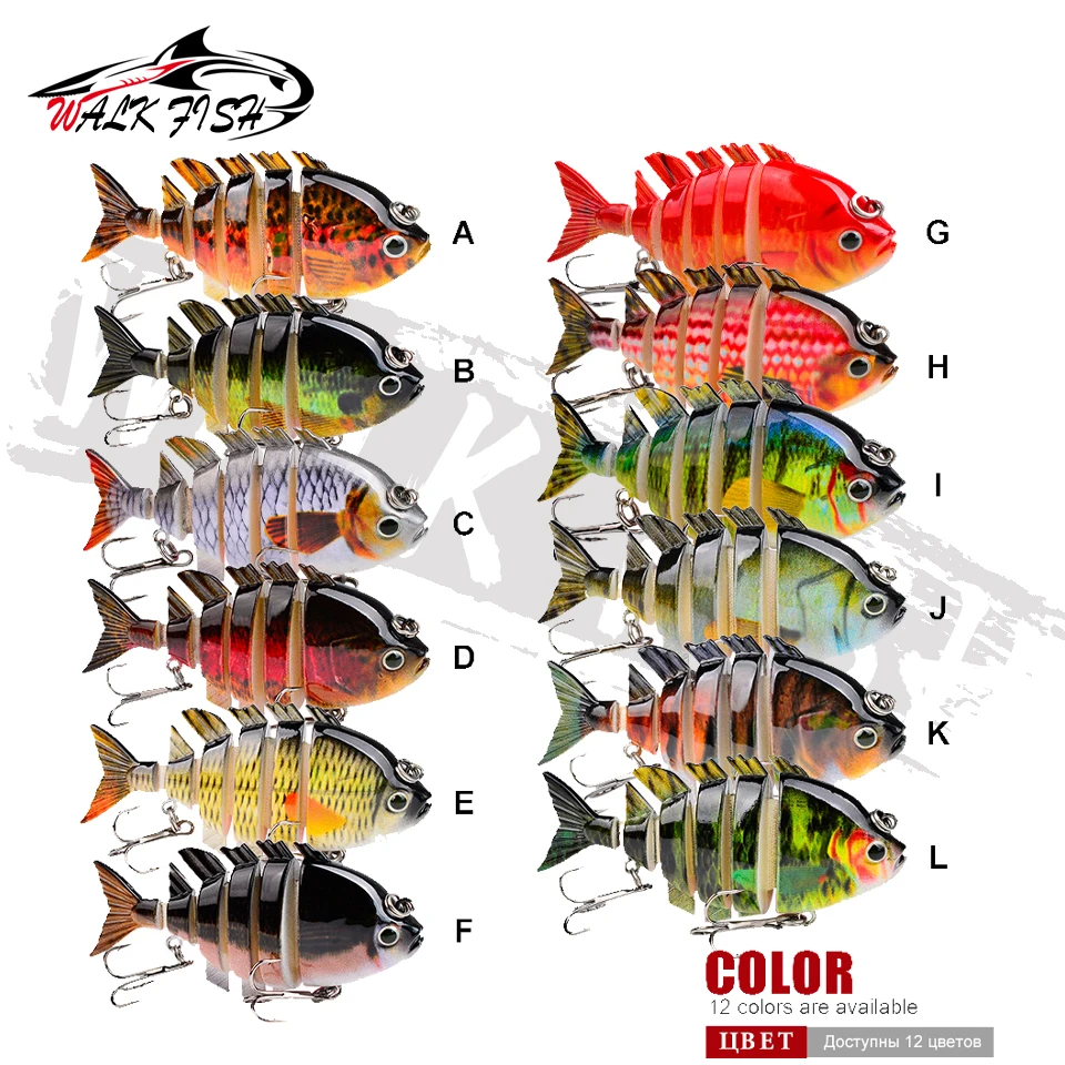 WALK FISH-Señuelos de pesca Wobblers que se hunden, Crankbait articulado, Swimbait, 16g/8cm, 8 segmentos, agua dulce, fregadero lento, 1 Uds. - imagen 4