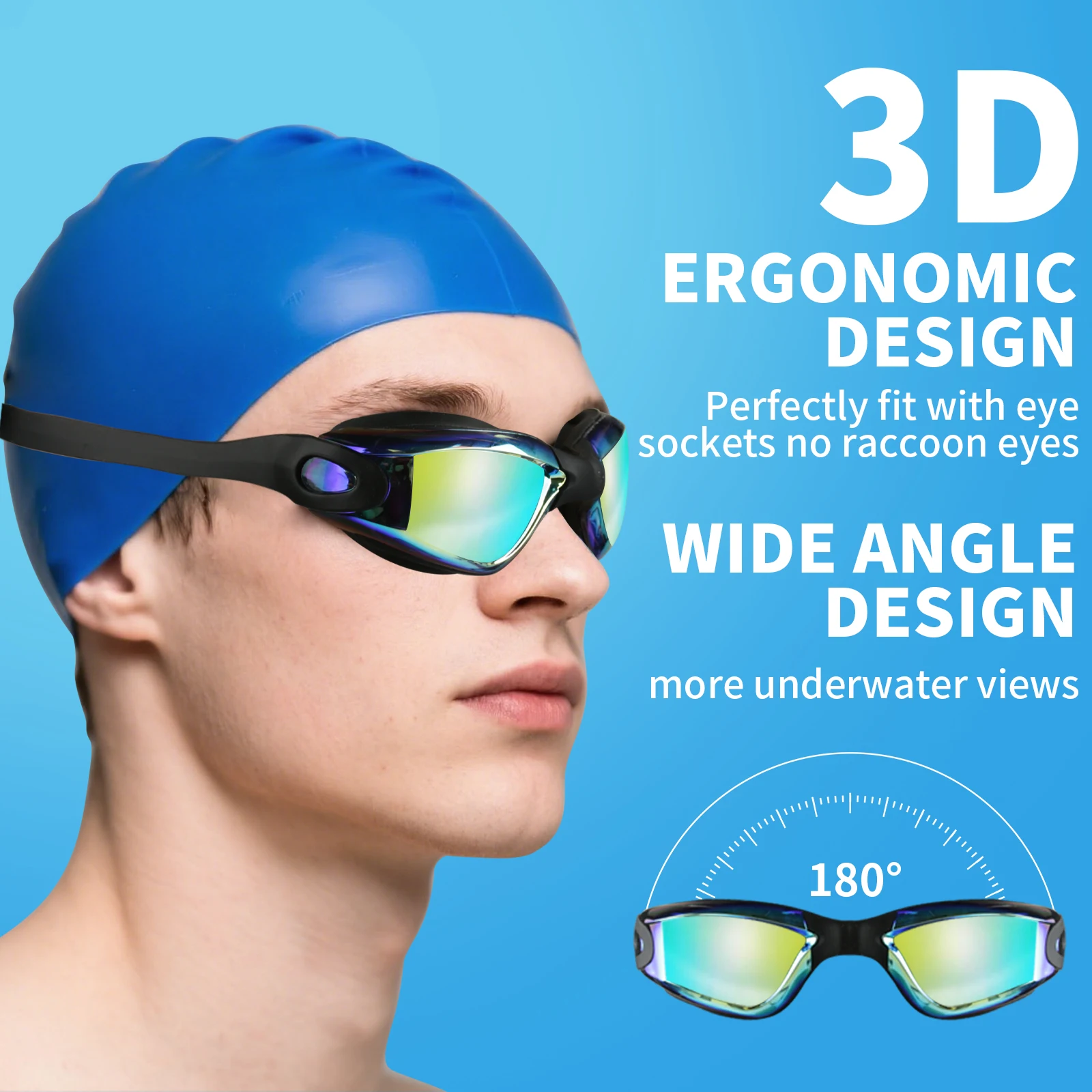 High-definition Swim Goggles with Retail Box Large-frame Swimming Goggles Anti-fog No Leaking for Boys And Girls Adult Women Men - imagen 2