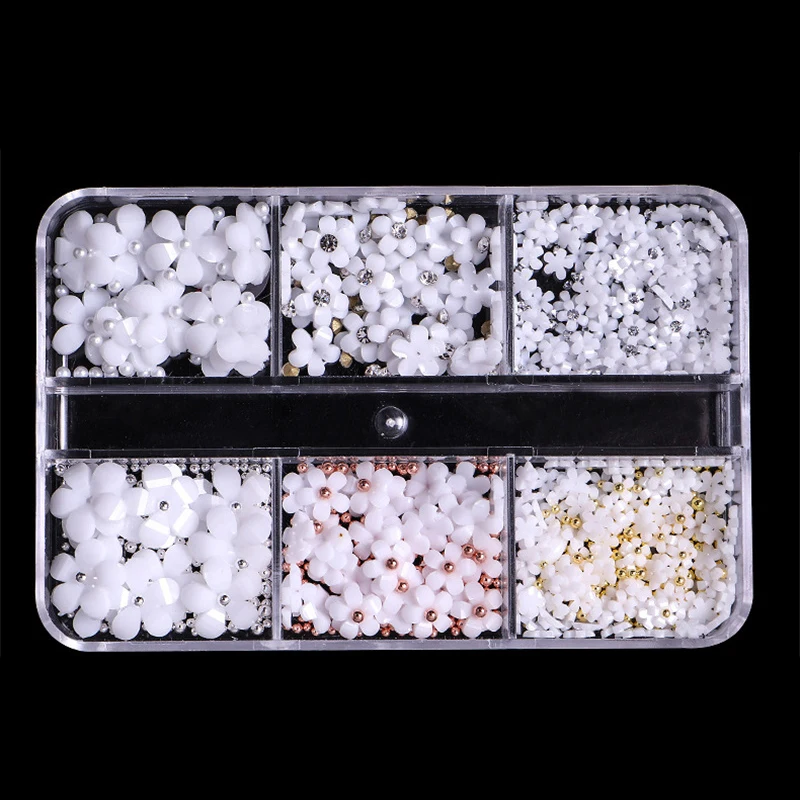 Rejillas acrílicas para decoración de uñas, accesorios de joyería, cuentas de acero mixto, diseño de dijes, flor, SASZCT-150 - imagen 3